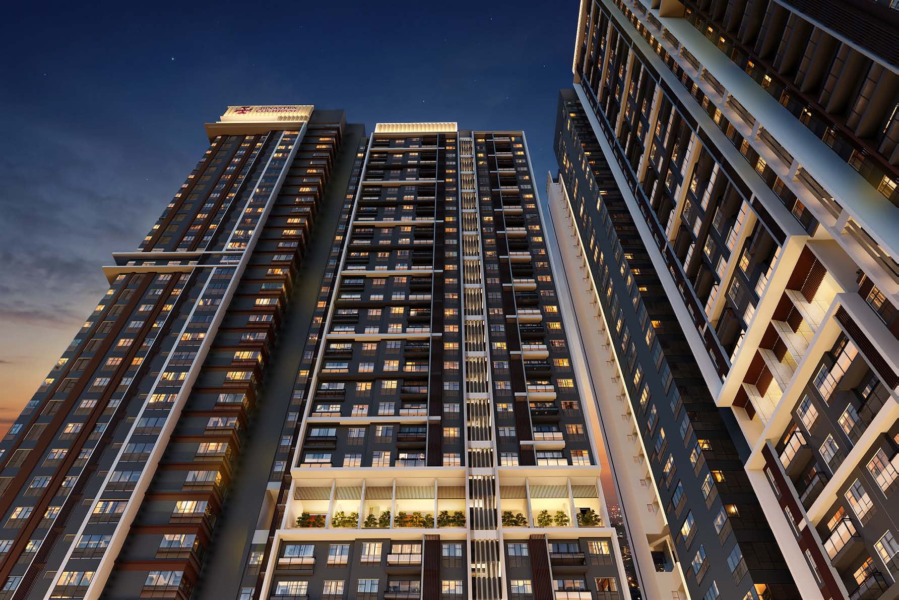 Low-angle night artist impression of the Binastra Cochrane tower